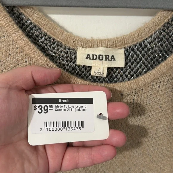 Adora new with tags tan and cheetah sweater - Picture 2 of 13